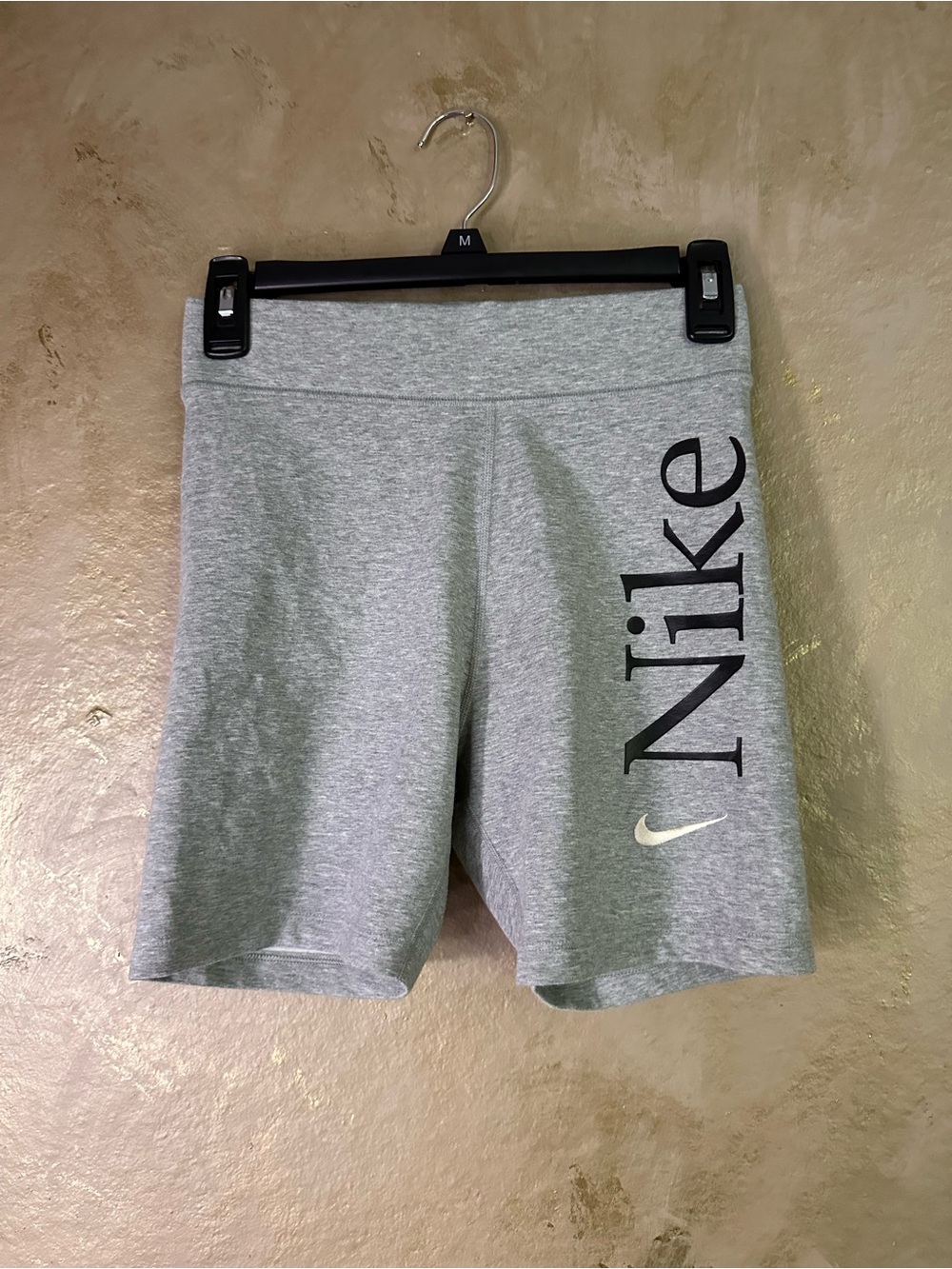 Nike Heather Gray High-Rise Logo Bike Shorts